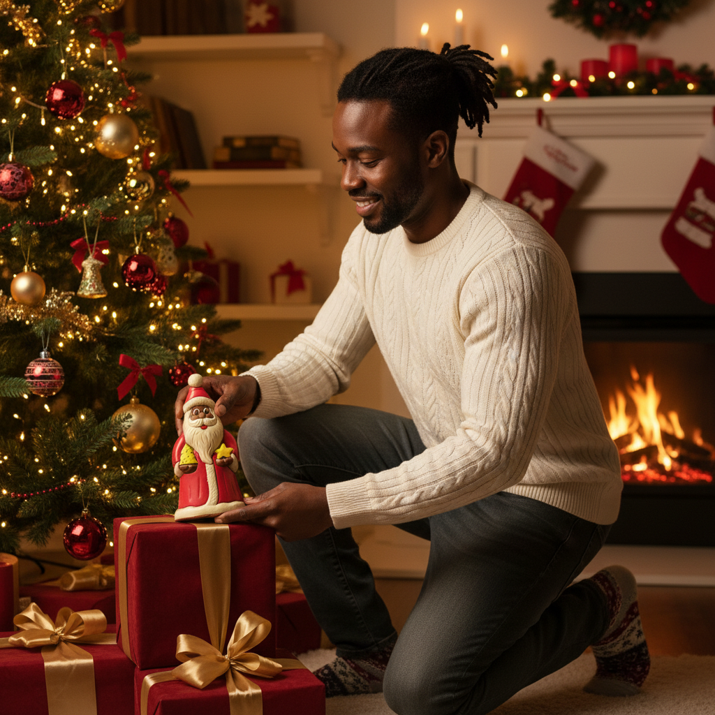 Weihnachtsmann mit Geschenk 200 Grs (Milch)