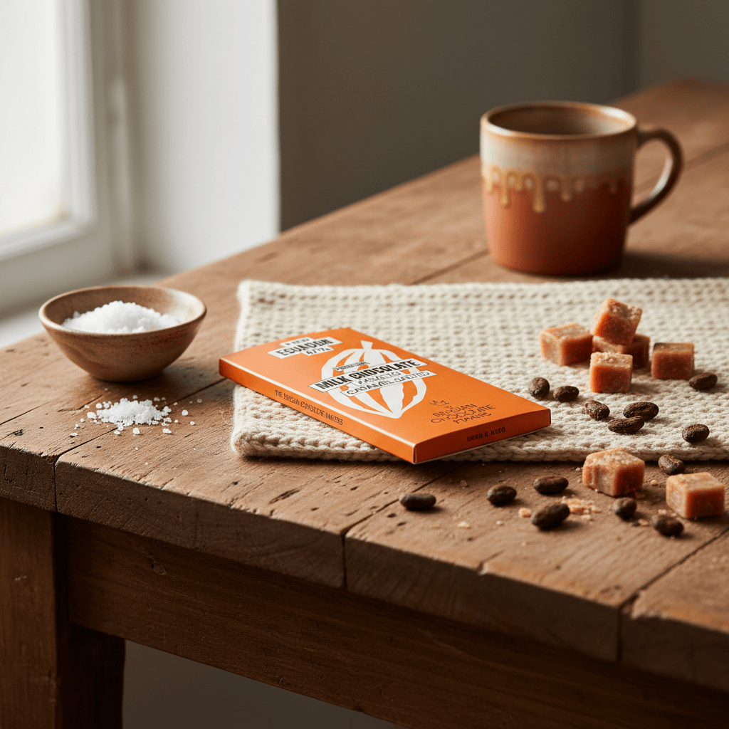 Chocolate bar Kasalto origin Ecuador 47% salted caramel 5407008478292 The Belgian Chocolate Makers