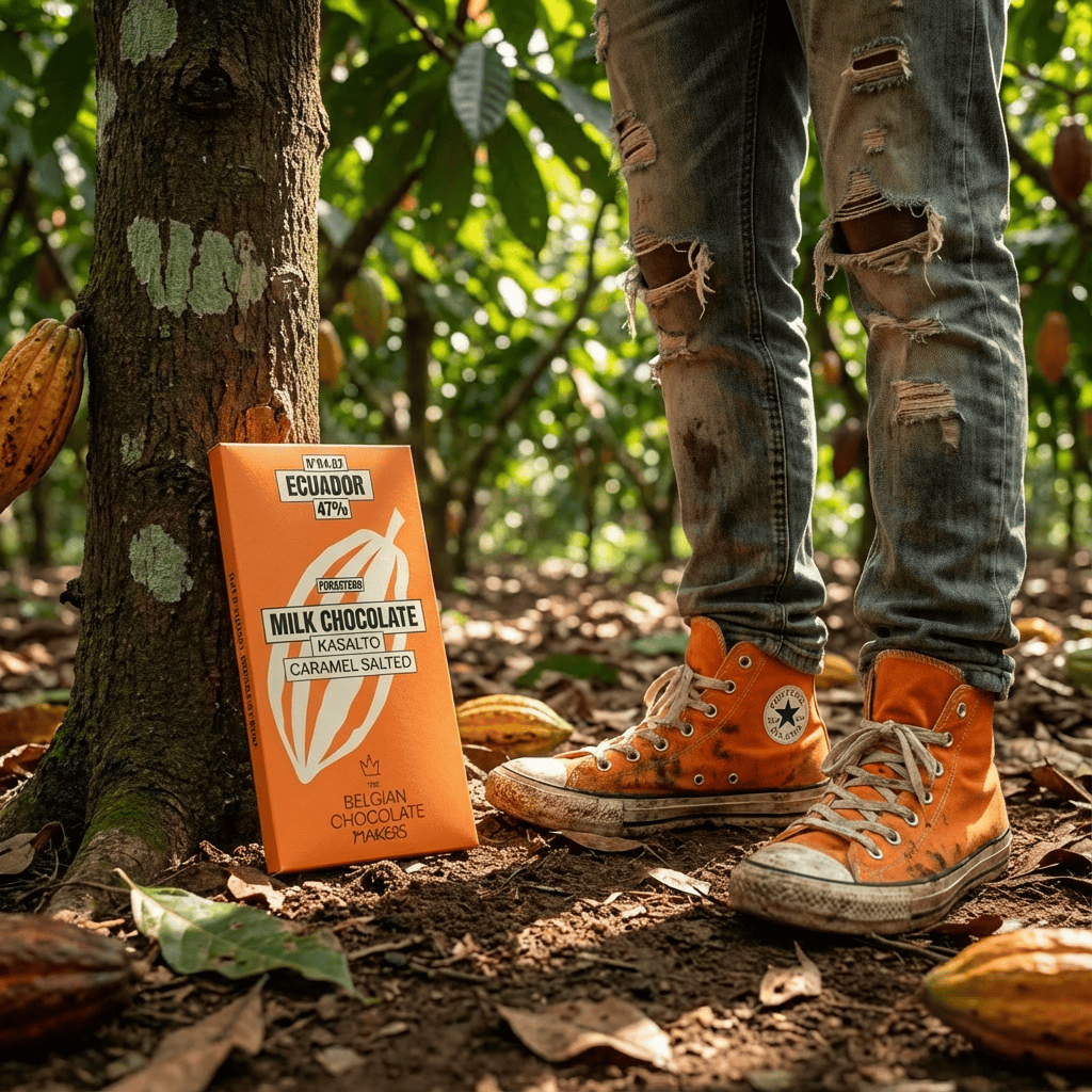 Chocolate bar Kasalto origin Ecuador 47% salted caramel 5407008478292 The Belgian Chocolate Makers
