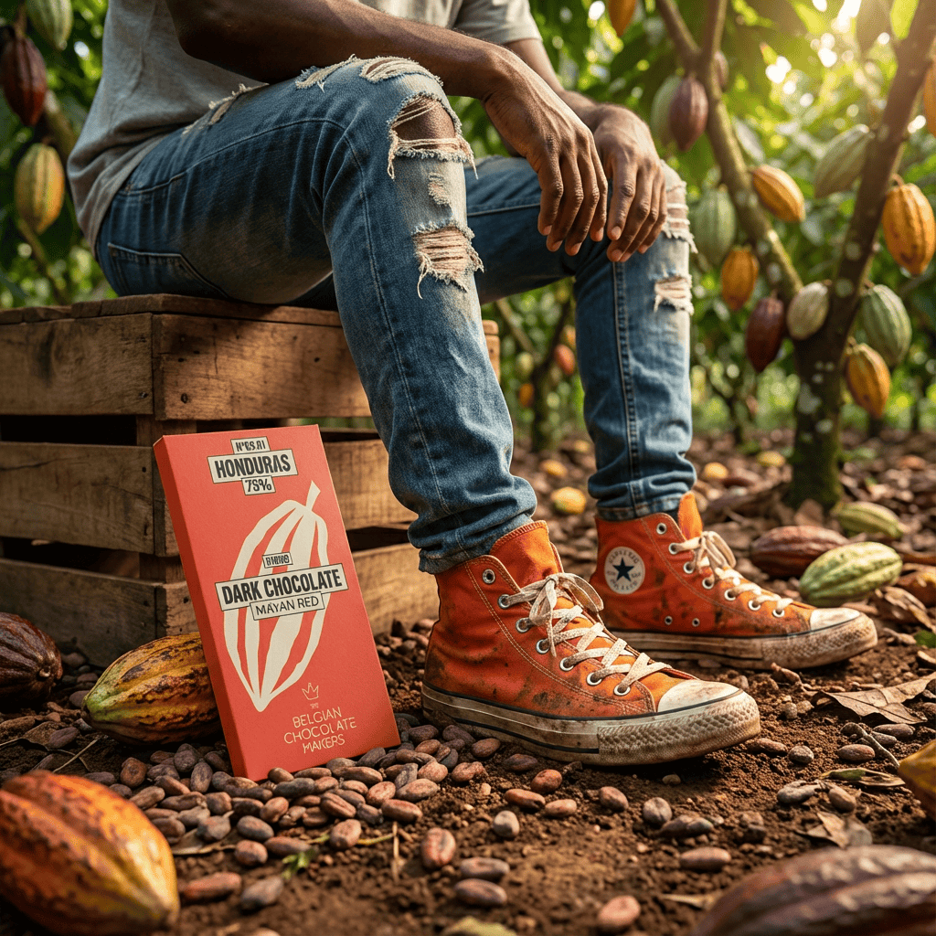 Chocolate bar origin Honduras Mayan Red 75% 5407008476014 The Belgian Chocolate Makers