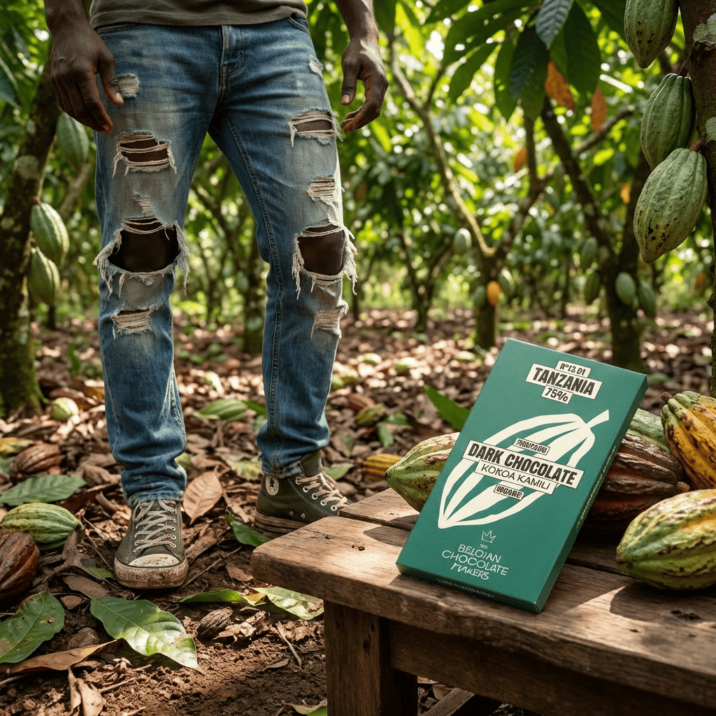 Chocolate bar origin Tanzania Kokoa Kamili 75% 5407008475987 The Belgian Chocolate Makers