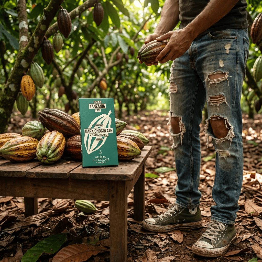 Chocolate bar origin Tanzania Kokoa Kamili 75% 5407008475987 The Belgian Chocolate Makers