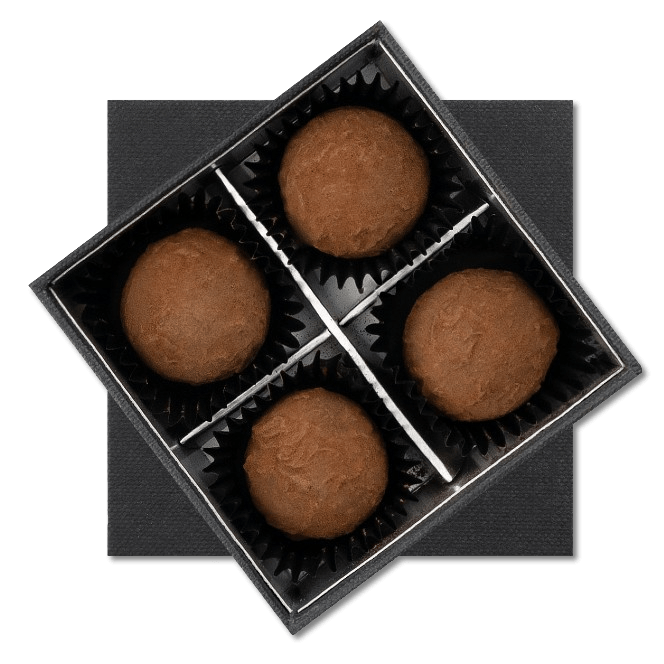 Chocolate truffles cacao 4 pieces 50g 5407008470968 The Belgian Chocolate Makers