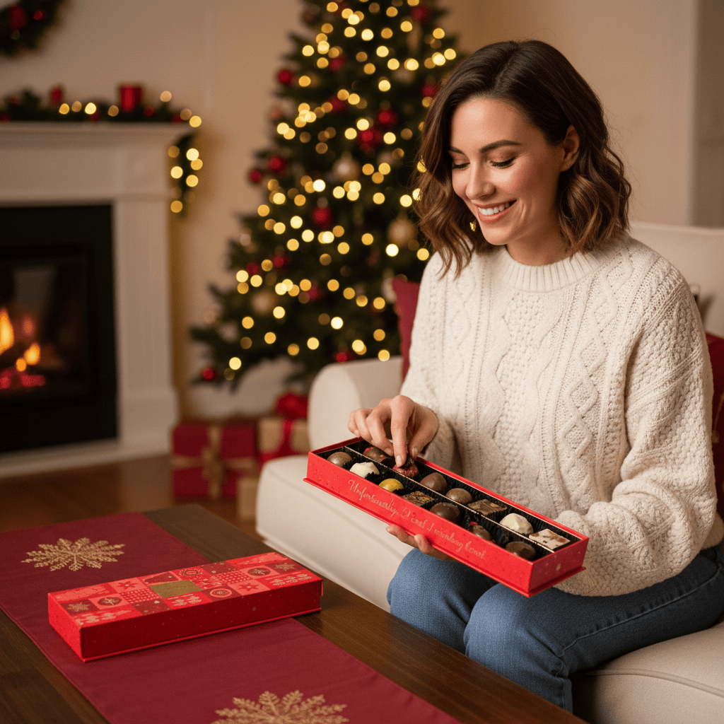 Christmas 14 pralines and truffles box ho-ho-ho 225g 5407008479428 The Belgian Chocolate Makers