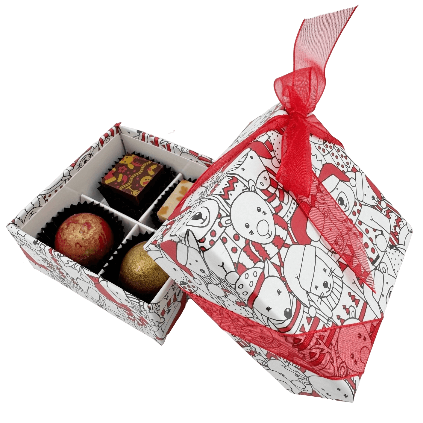Christmas box 4 pralines 50g 5407008479497 The Belgian Chocolate Makers