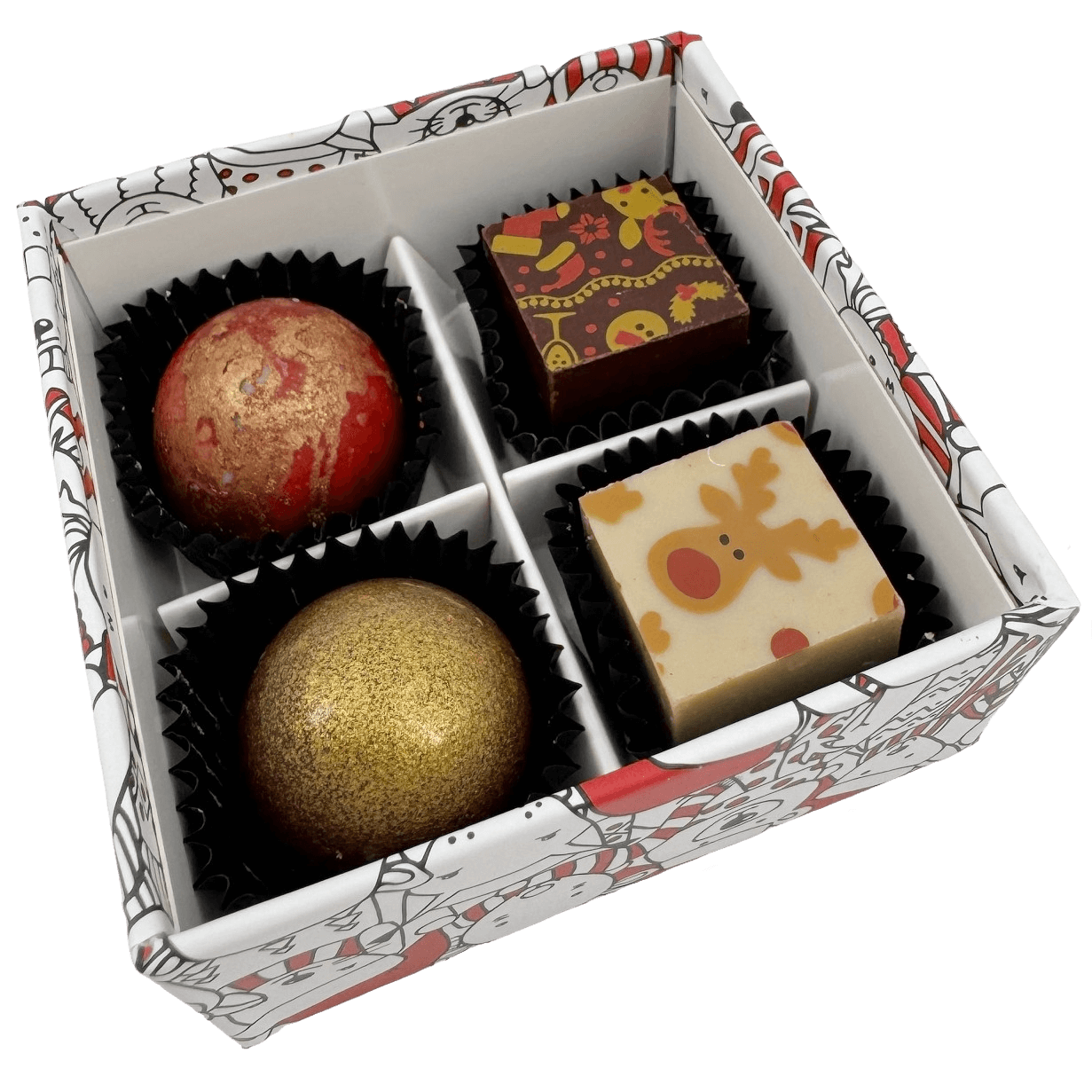 Christmas box 4 pralines 50g 5407008479497 The Belgian Chocolate Makers