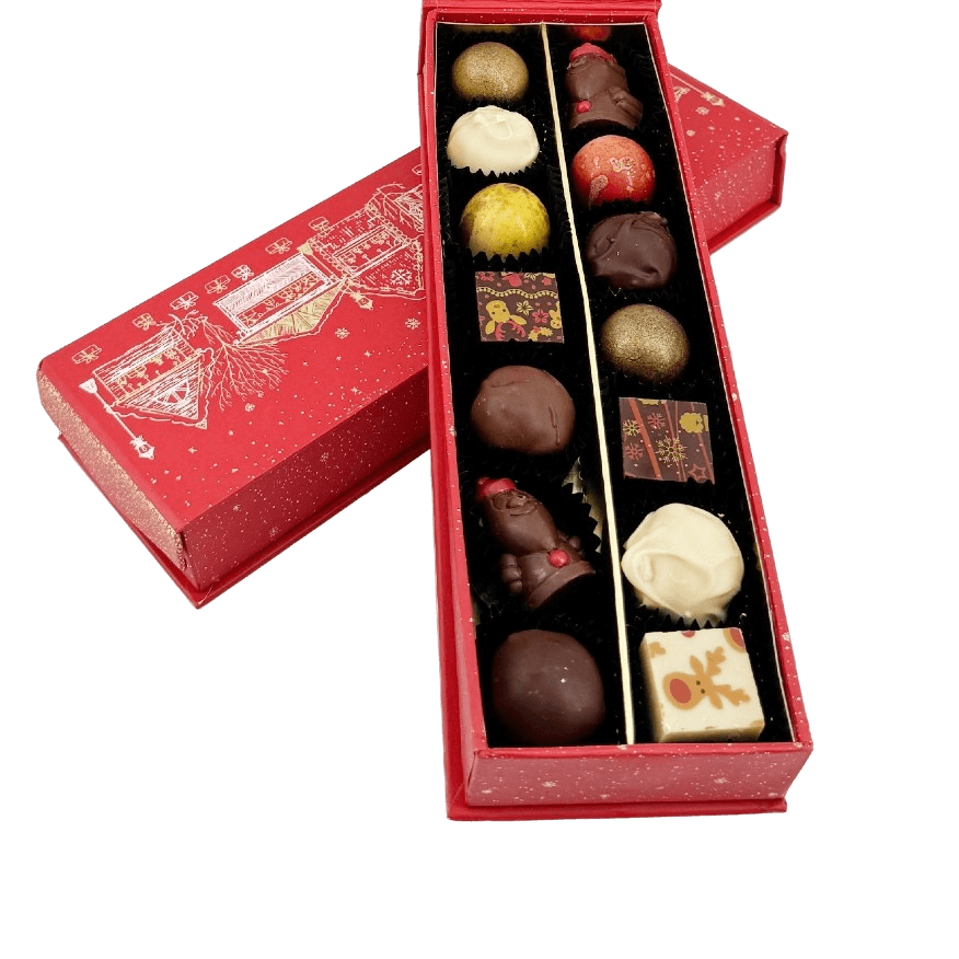 Christmas village box 14 pralines and truffles 225g 5407008478490 The Belgian Chocolate Makers