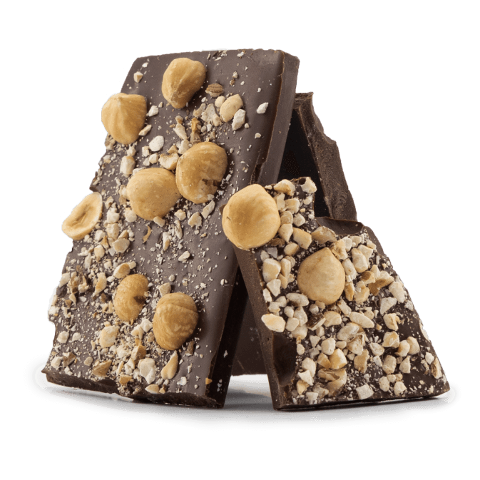 Dark chocolate broken bars with hazelnut 5407008479114 The Belgian Chocolate Makers