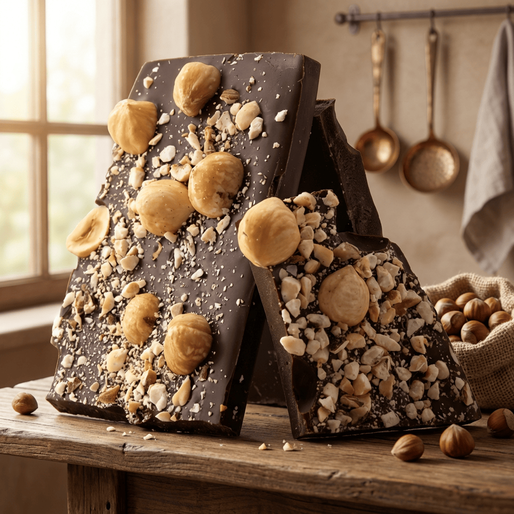 Dark chocolate broken bars with hazelnut 5407008479114 The Belgian Chocolate Makers