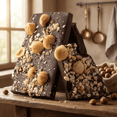 Dark chocolate broken bars with hazelnut 5407008479114 The Belgian Chocolate Makers