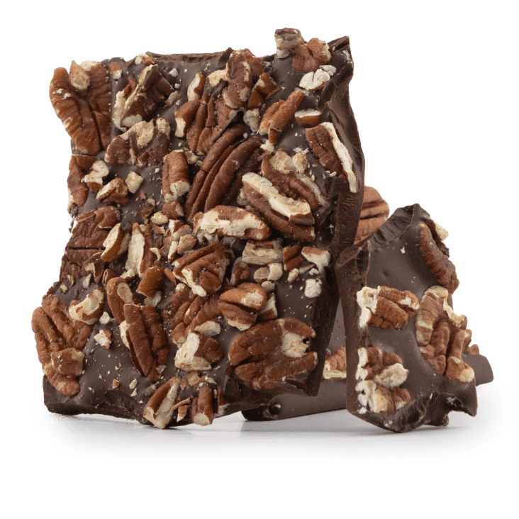 Dark chocolate broken bars with pecan 5407008479244 The Belgian Chocolate Makers