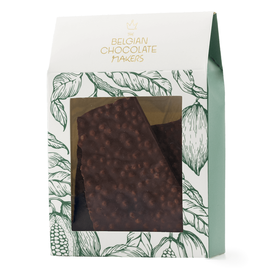 Dark chocolate broken bars with puffed rice 5407008479220 The Belgian Chocolate Makers