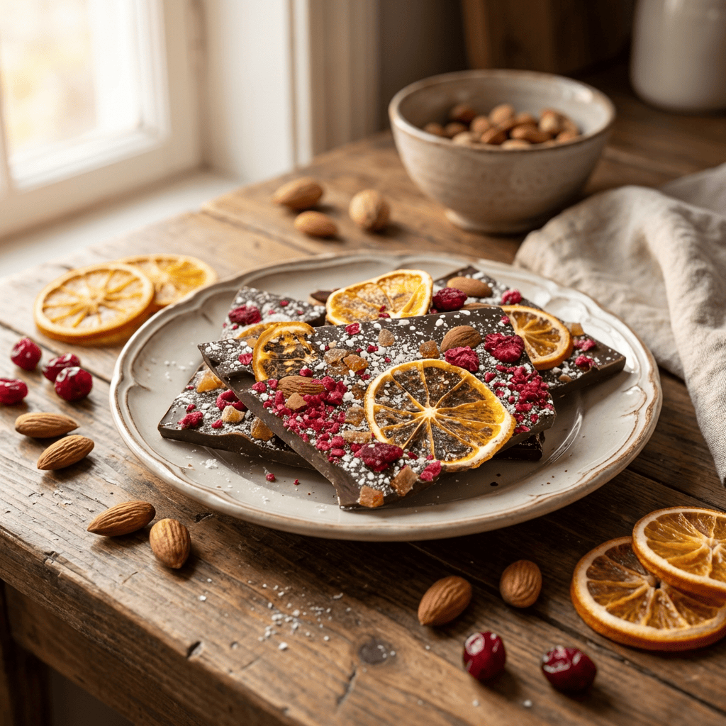 Dark chocolate broken bars with raspberry, almond and orange 5407008479138 The Belgian Chocolate Makers