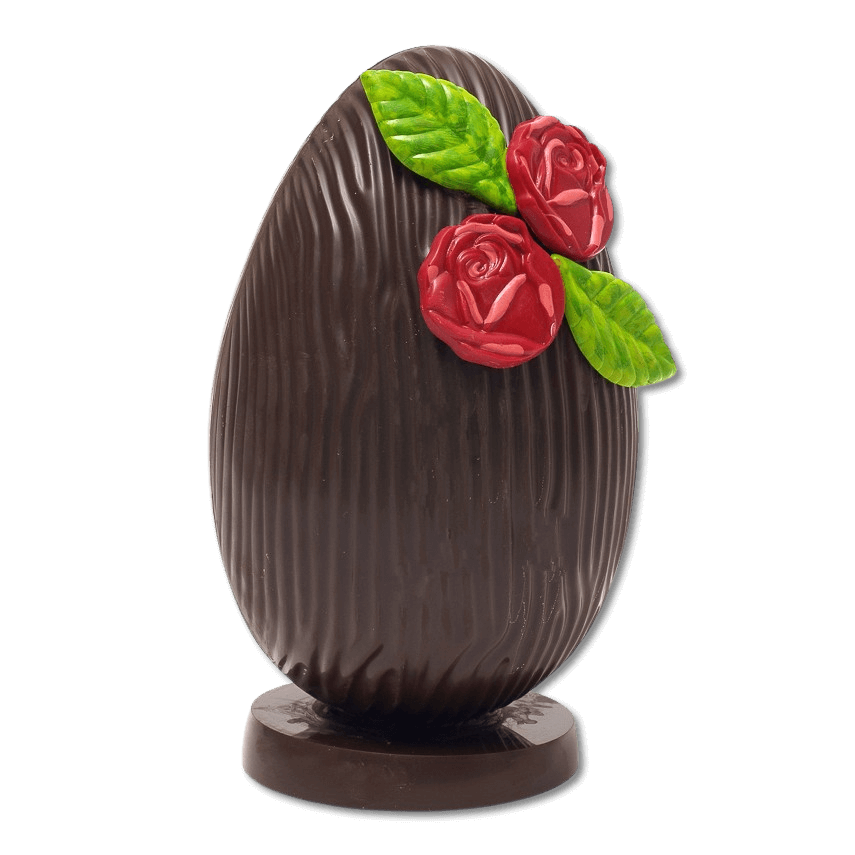 Dark chocolate daisy Easter egg 380g with mini eggs inside 5407008478162 The Belgian Chocolate Makers