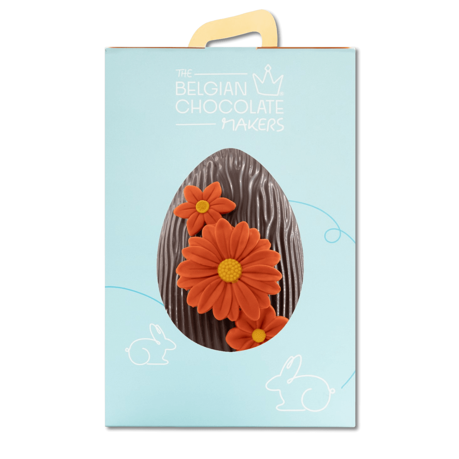 Dark chocolate daisy Easter egg 380g with mini eggs inside 5407008478162 The Belgian Chocolate Makers