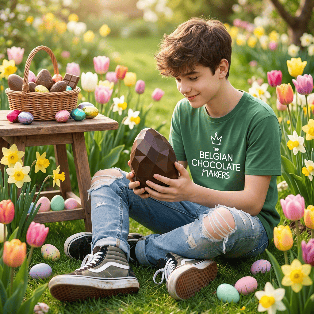 Dark chocolate diamond Easter egg with small eggs inside 220g 5407008471613 The Belgian Chocolate Makers