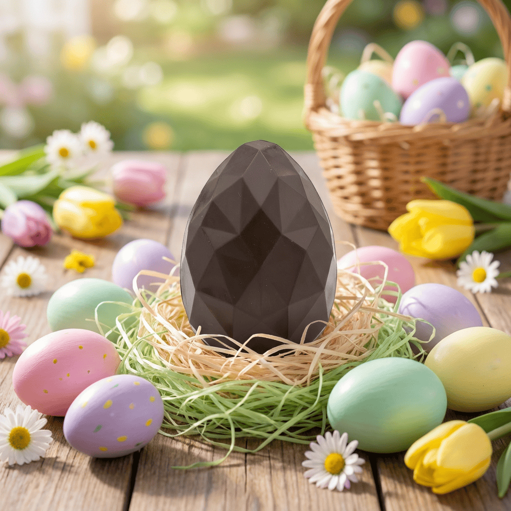 Dark chocolate diamond Easter egg with small eggs inside 220g 5407008471613 The Belgian Chocolate Makers