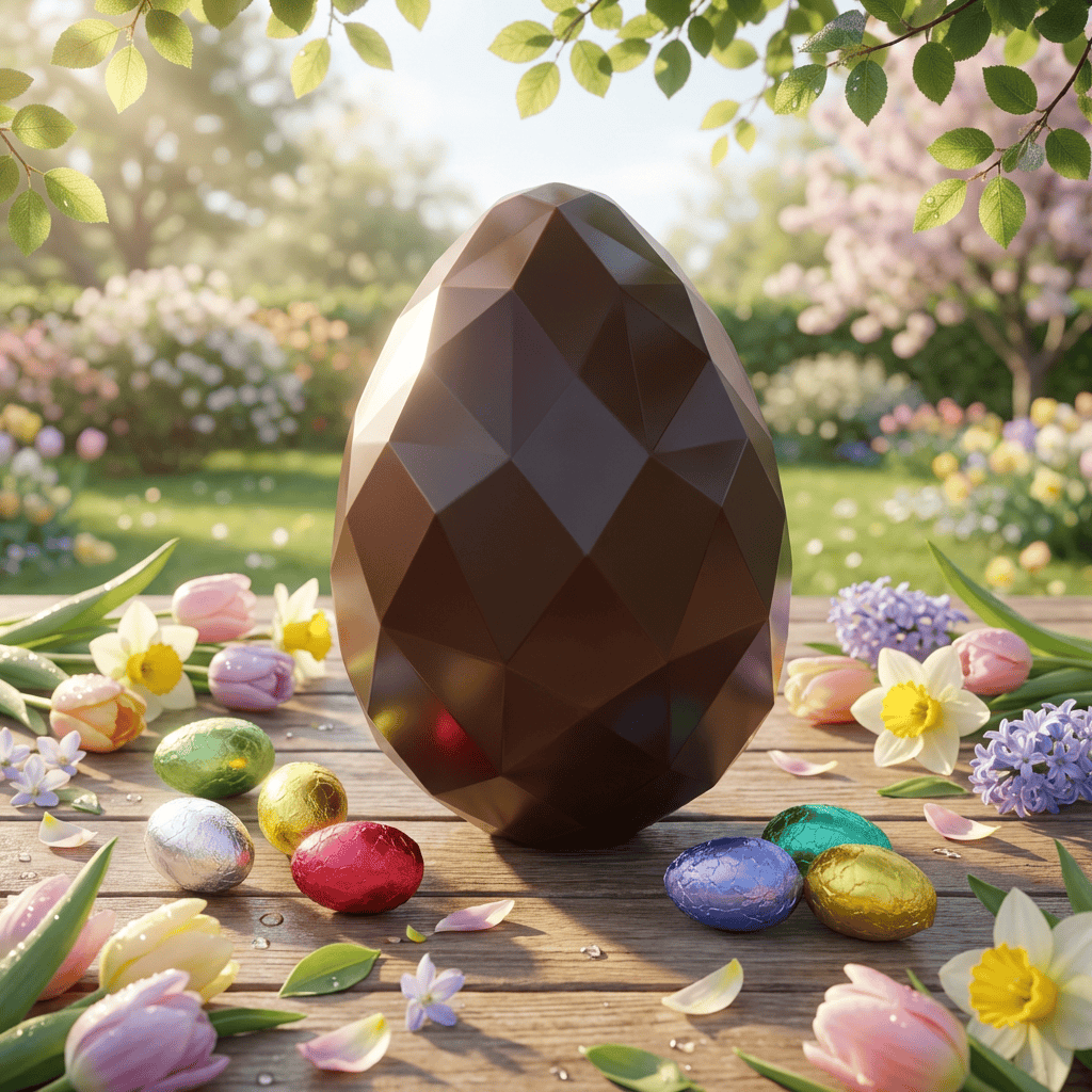 Dark chocolate diamond Easter egg with small eggs inside 300g 5407008475529 The Belgian Chocolate Makers