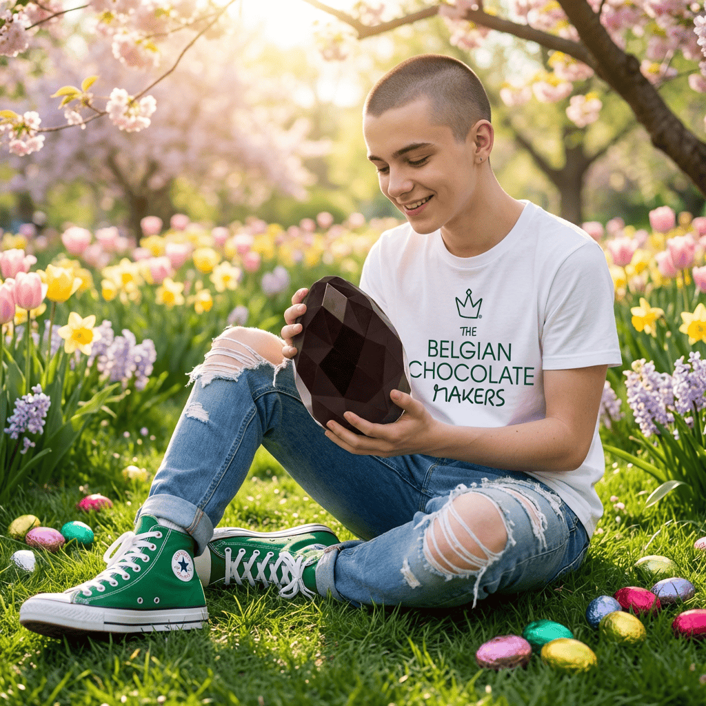 Dark chocolate diamond Easter egg with small eggs inside 300g 5407008475529 The Belgian Chocolate Makers