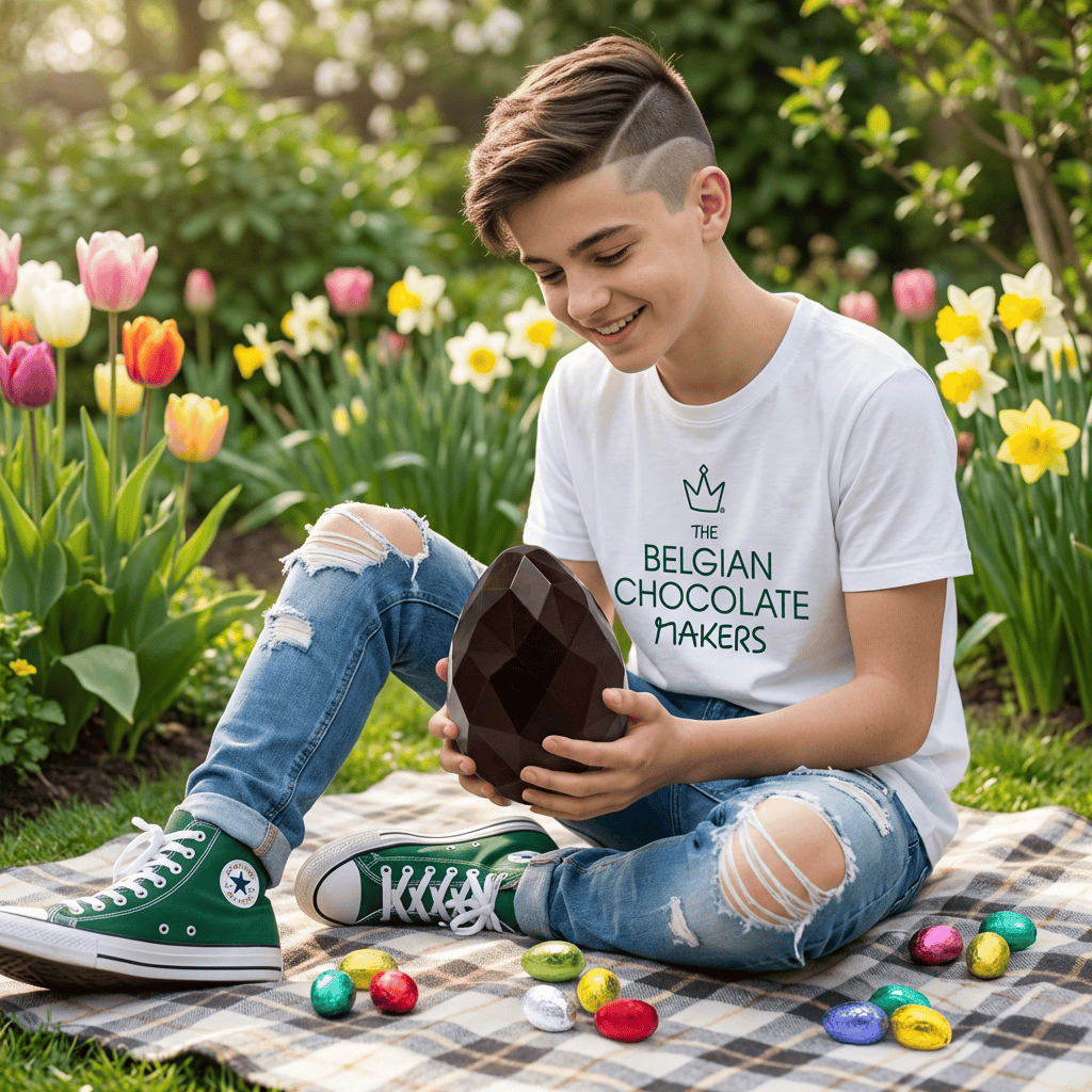 Dark chocolate diamond Easter egg with small eggs inside 300g 5407008475529 The Belgian Chocolate Makers