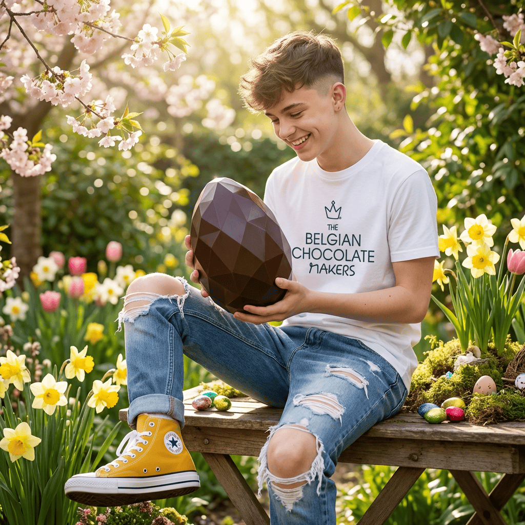 Dark chocolate diamond Easter egg with small eggs inside 300g 5407008475529 The Belgian Chocolate Makers