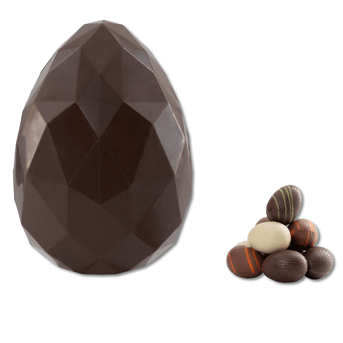 Dark chocolate diamond Easter egg with small eggs inside 300g 5407008475529 The Belgian Chocolate Makers