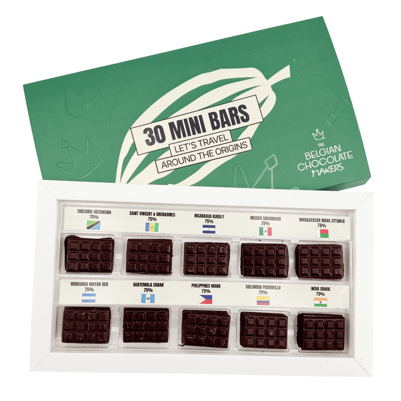 Dark chocolate discovery box with 30 mini bars 5407008478186 The Belgian Chocolate Makers