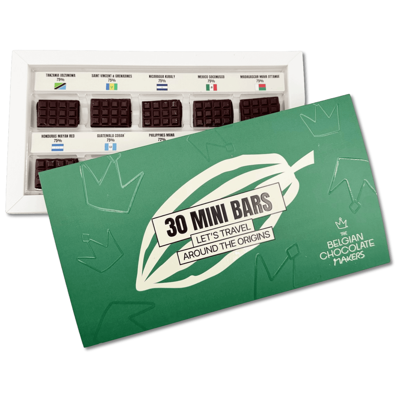 Dark chocolate discovery box with 30 mini bars 5407008478186 The Belgian Chocolate Makers