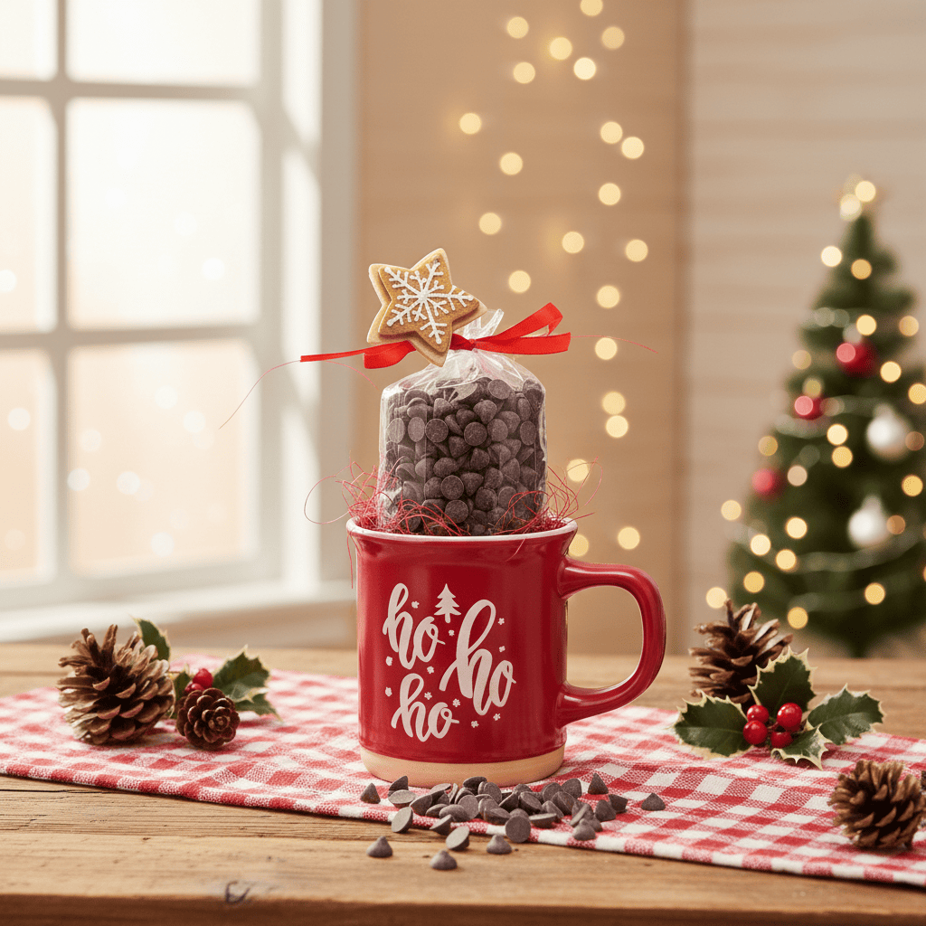 Dark chocolate drops in a Christmas mug 200g 5407008477745 The Belgian Chocolate Makers