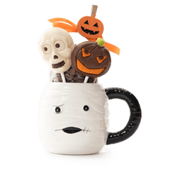 Dark chocolate drops in cup mummy with lollipops 5407008470333 The Belgian Chocolate Makers