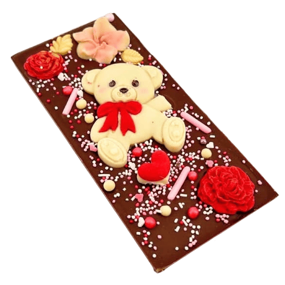 Dark chocolate love bear bar 120g 5407008478698 The Belgian Chocolate Makers