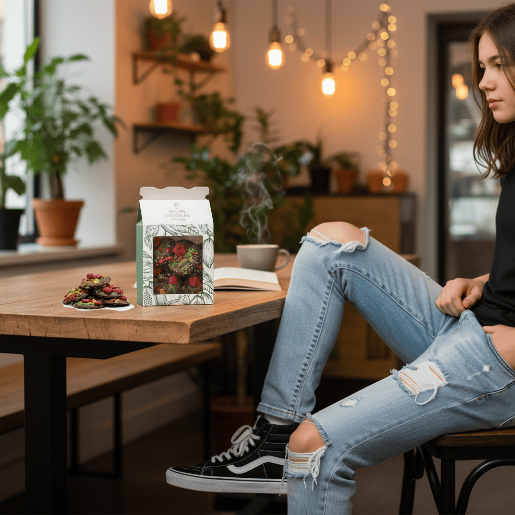 Dark chocolate mendiants with raspberry and pistachio chunks 5407008470340 The Belgian Chocolate Makers