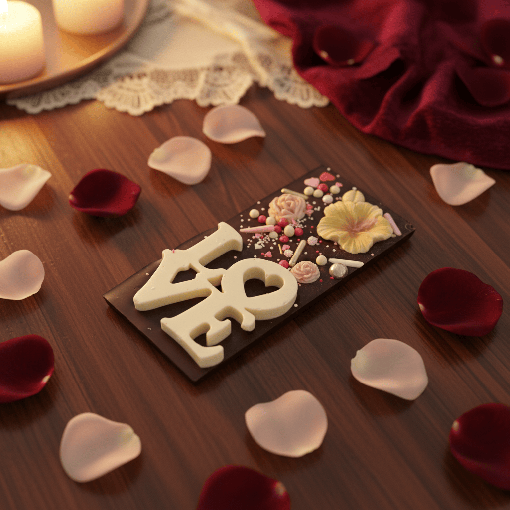 Dark chocolate red love bar 120g 5407008477172 The Belgian Chocolate Makers