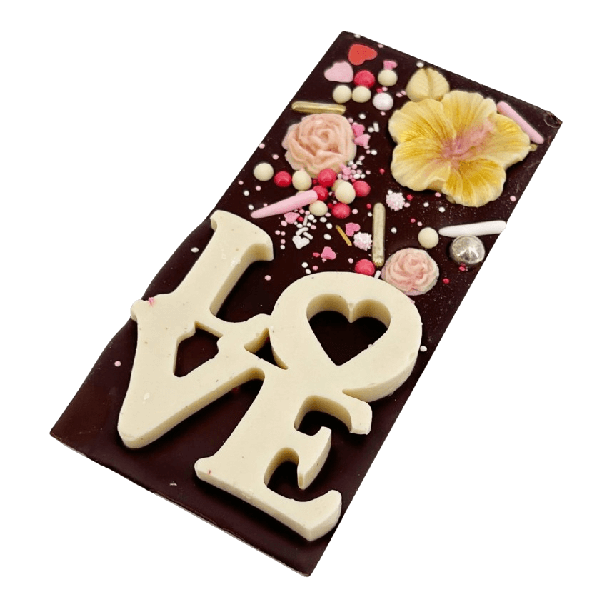 Dark chocolate red love bar 120g 5407008477172 The Belgian Chocolate Makers