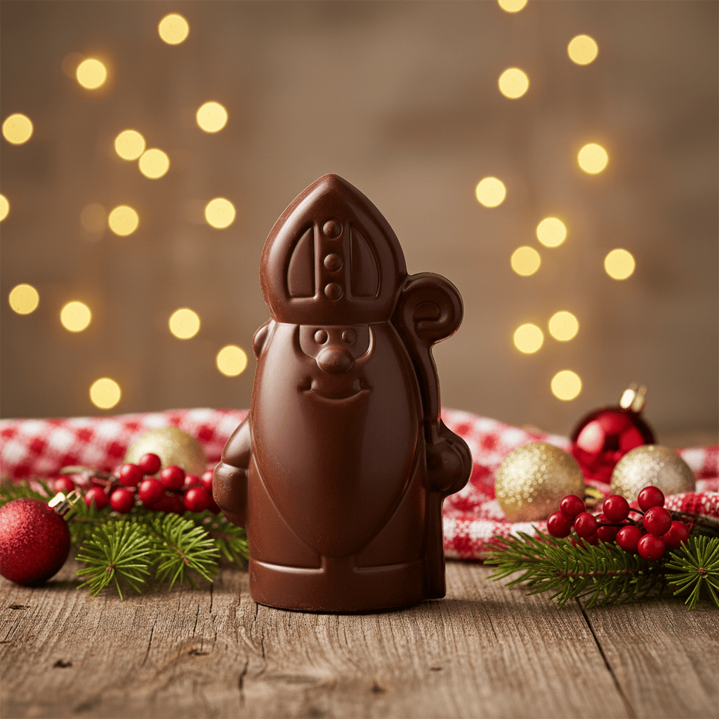 Dark chocolate Saint Nicholas with sceptre 150g 5407008471279 The Belgian Chocolate Makers