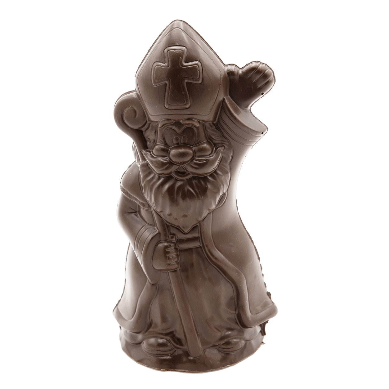 Dark chocolate Saint Nicholas with sceptre 250g 5407008471354 The Belgian Chocolate Makers