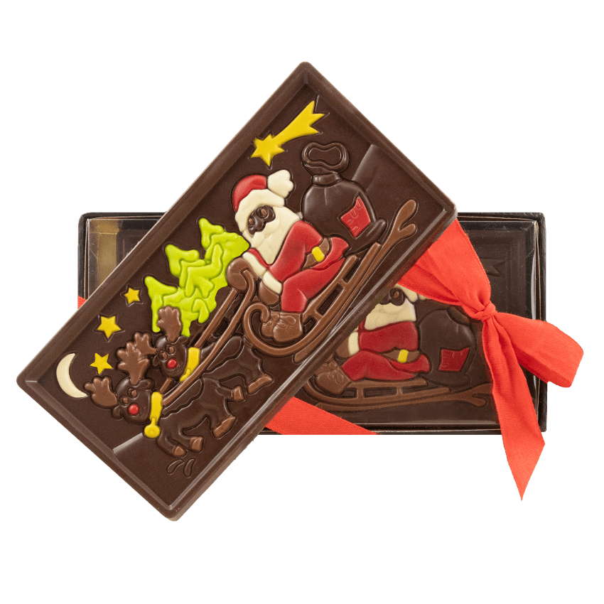 Dark chocolate Santa on a sledge bar 105g 5407008477462 The Belgian Chocolate Makers
