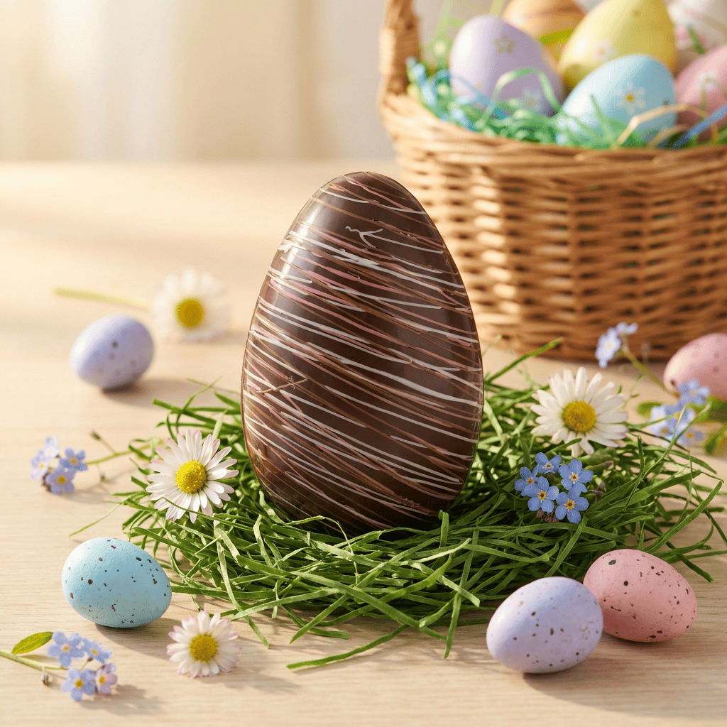 Dark chocolate stripped Easter egg 200g 5407008471651 The Belgian Chocolate Makers