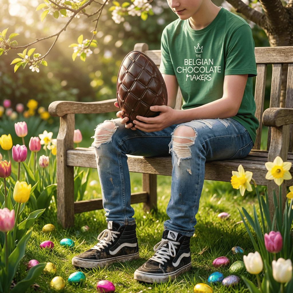 Elegant dark chocolate Easter egg with mini eggs inside 320g 5407008471699 The Belgian Chocolate Makers