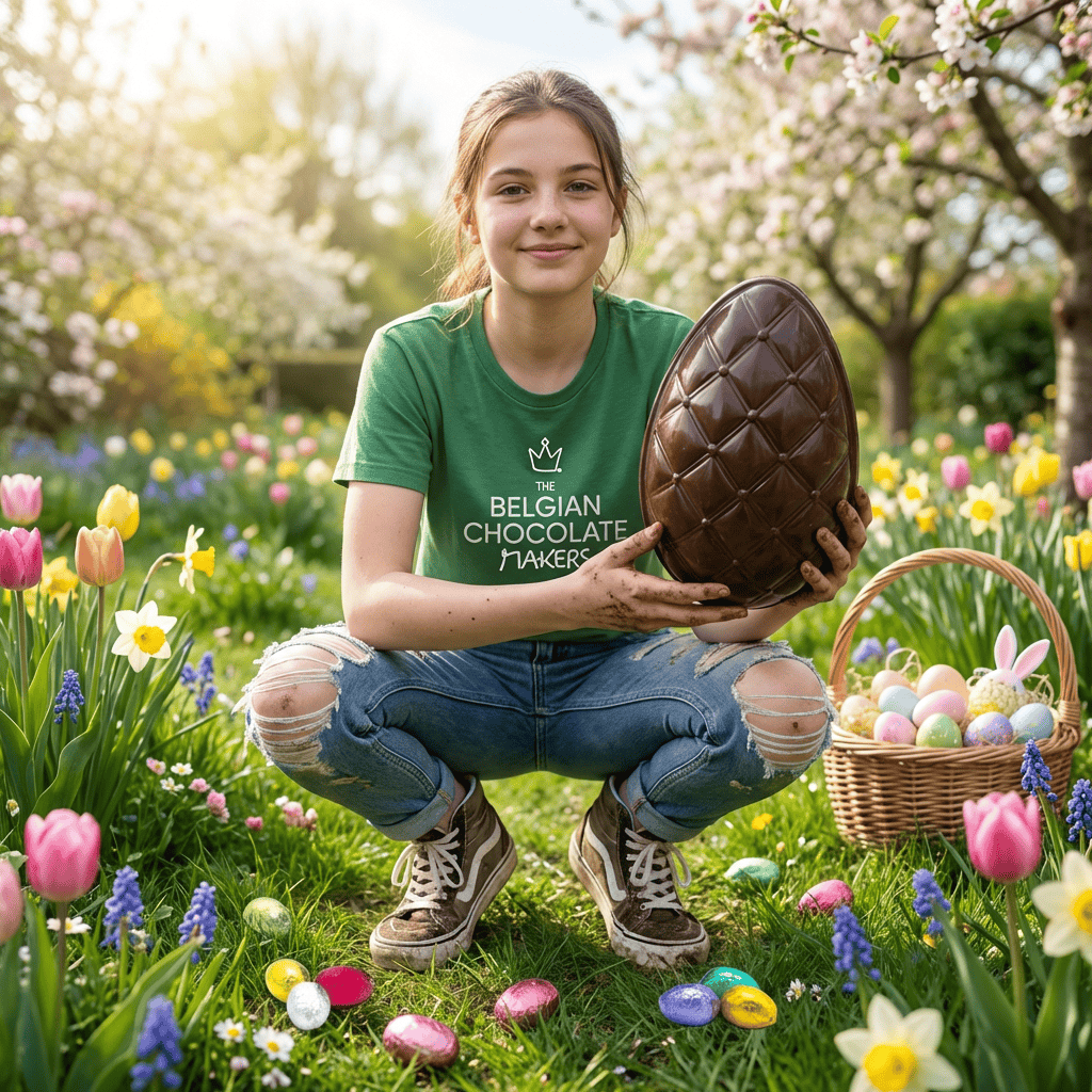 Elegant dark chocolate Easter egg with mini eggs inside 320g 5407008471699 The Belgian Chocolate Makers