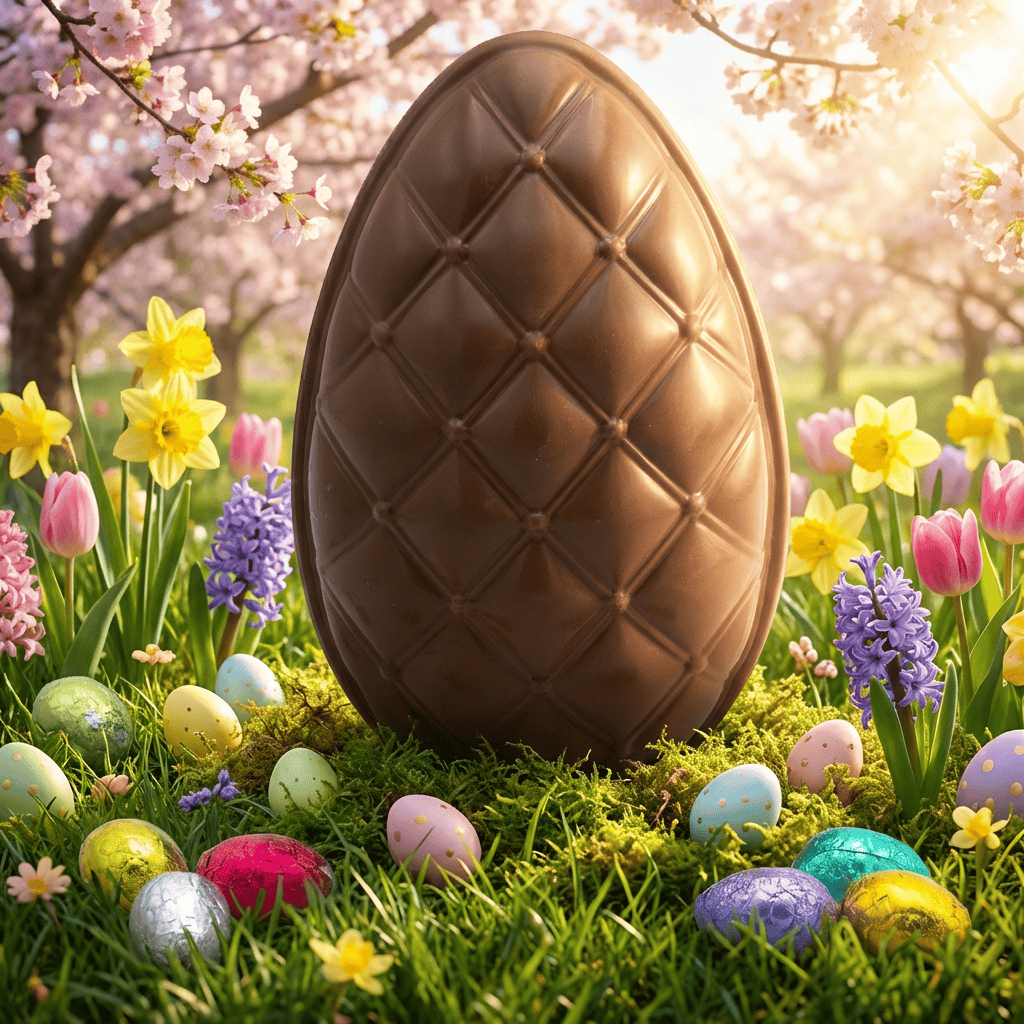 Elegant milk chocolate Easter egg with mini eggs inside 320g 5407008471705 The Belgian Chocolate Makers