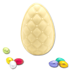 Elegant white chocolate Easter egg with mini eggs inside 320g 5407008471712 The Belgian Chocolate Makers