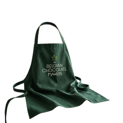Embroidered green apron (adult size) The Belgian Chocolate Makers