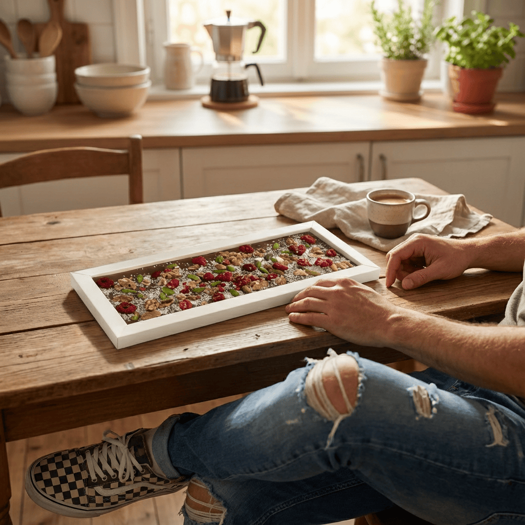 Fantasy milk chocolate bar 375 grs with walnut, pistachio, raspberry and coconut chunks 5407008479091 The Belgian Chocolate Makers