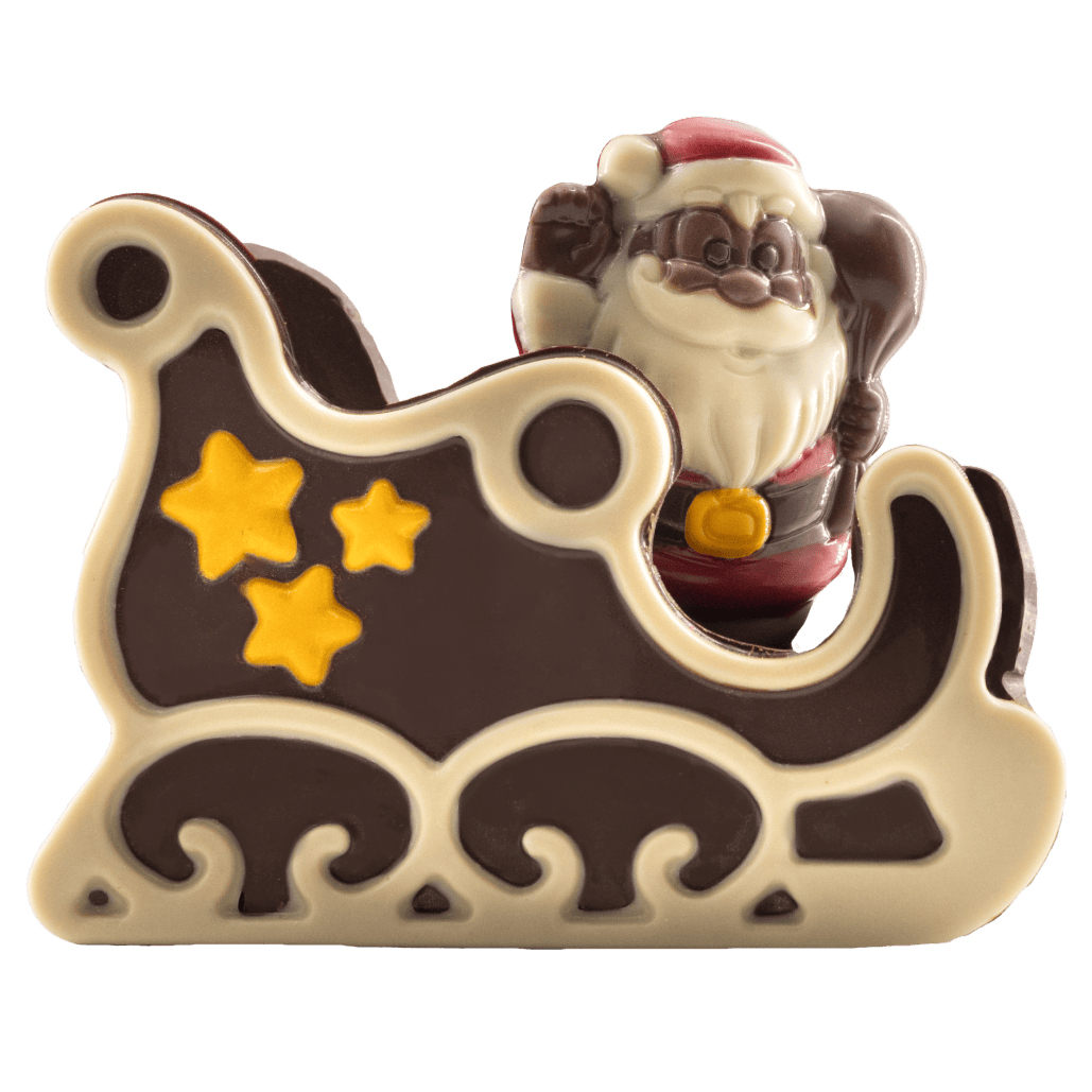 Festive dark chocolate Santa in a sleigh 180g 5407008479442 The Belgian Chocolate Makers