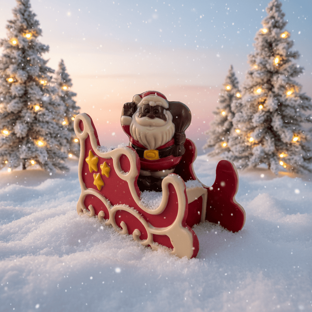 Festive white chocolate Santa in a sleigh 180g 5407008479459 The Belgian Chocolate Makers