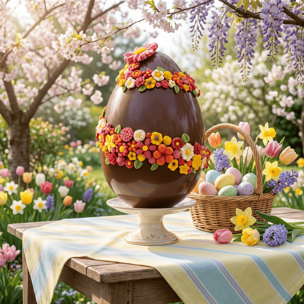 Flowers Easter egg milk chocolate 500g with mini eggs inside 5407008478155 The Belgian Chocolate Makers