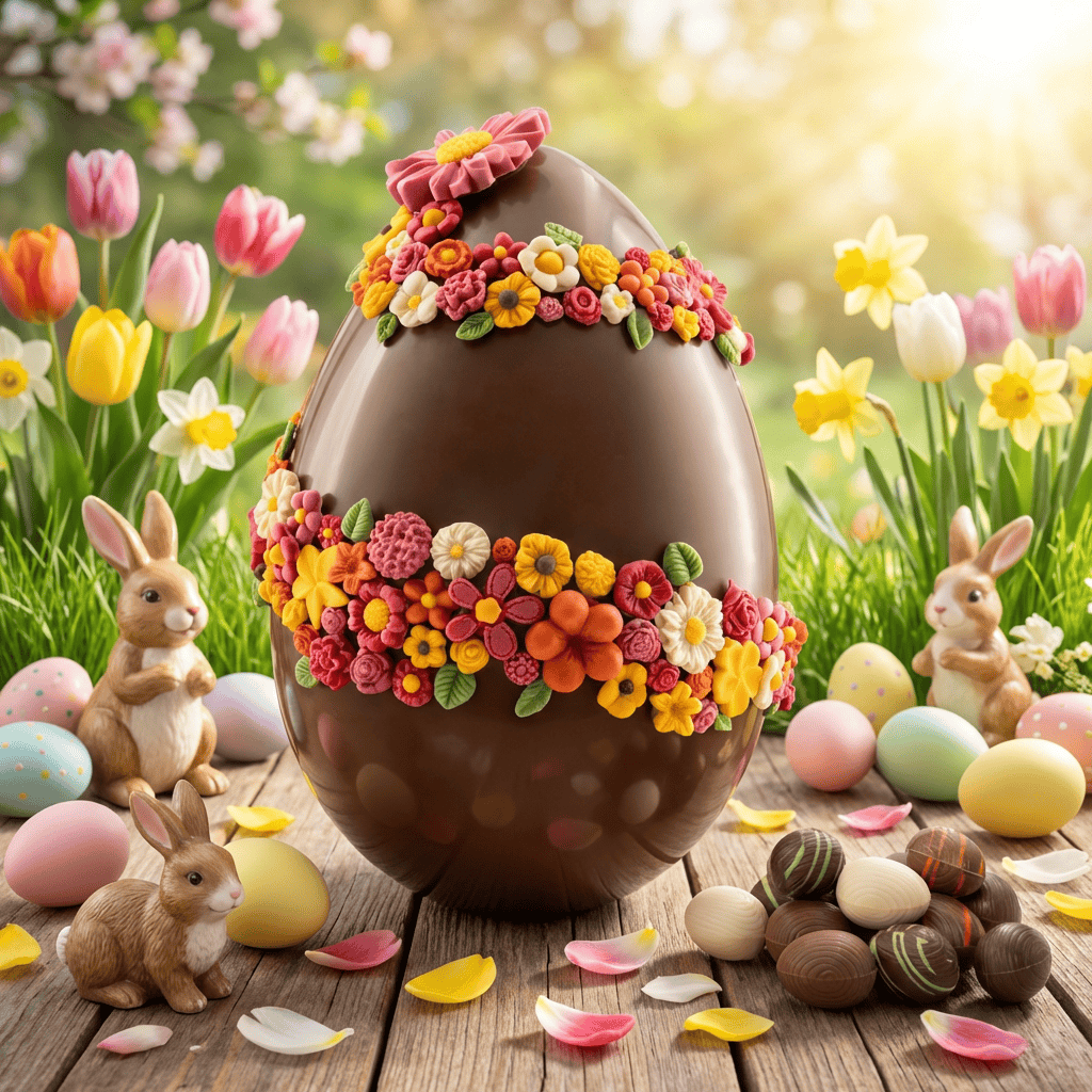 Flowers Easter egg milk chocolate 500g with mini eggs inside 5407008478155 The Belgian Chocolate Makers