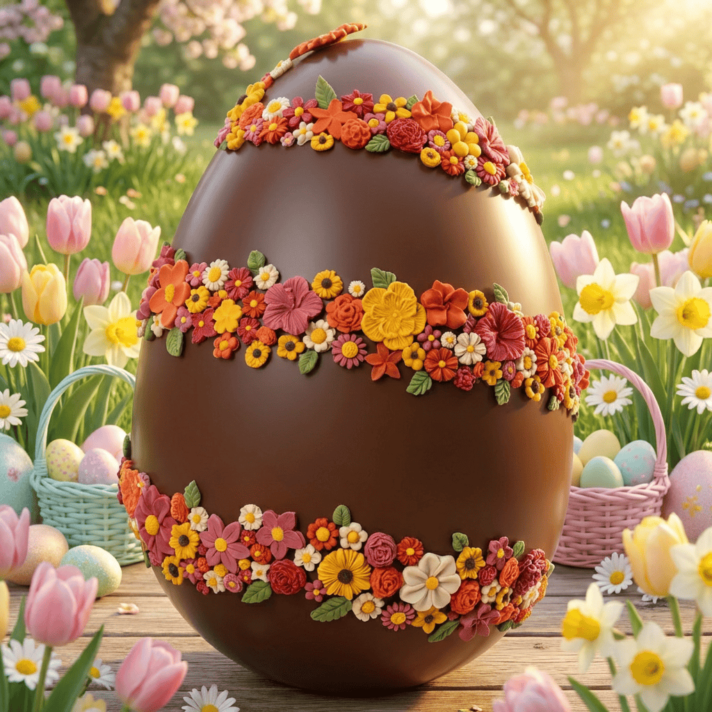 Flowers Easter giant egg milk chocolate 4.5kg 5407008479671 The Belgian Chocolate Makers