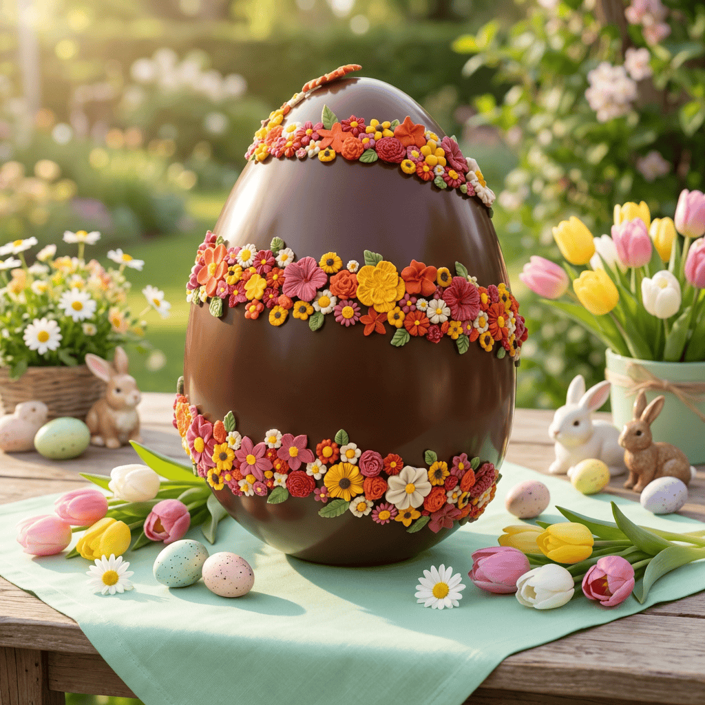 Flowers Easter giant egg milk chocolate 4.5kg 5407008479671 The Belgian Chocolate Makers
